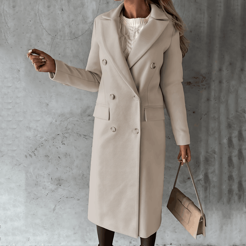 Alta - Lange elegante smart casual jacke mit Knöpfen und hohem Kragen