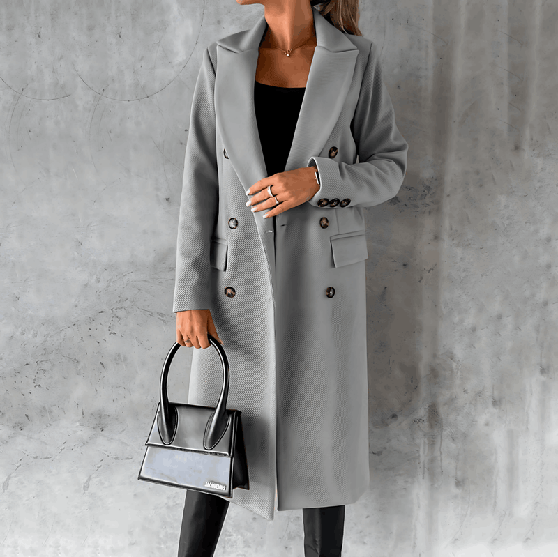 Alta - Lange elegante smart casual jacke mit Knöpfen und hohem Kragen