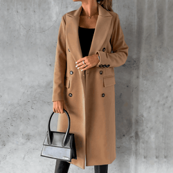 Alta - Lange elegante smart casual jacke mit Knöpfen und hohem Kragen