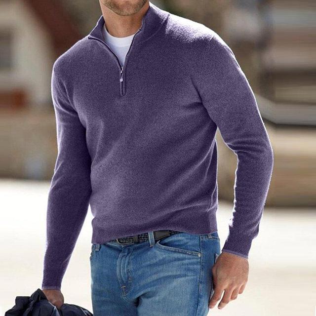 Luca Belloni Pullover | Merino V-Ausschnitt Pullover mit Reißverschluss