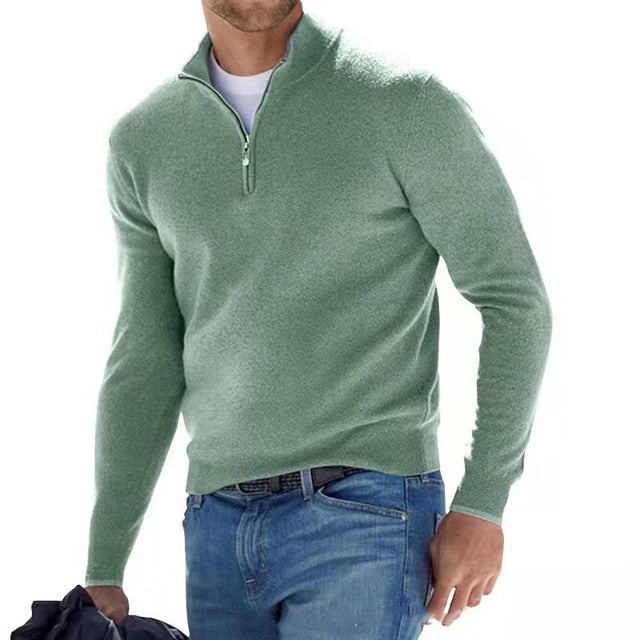 Luca Belloni Pullover | Merino V-Ausschnitt Pullover mit Reißverschluss