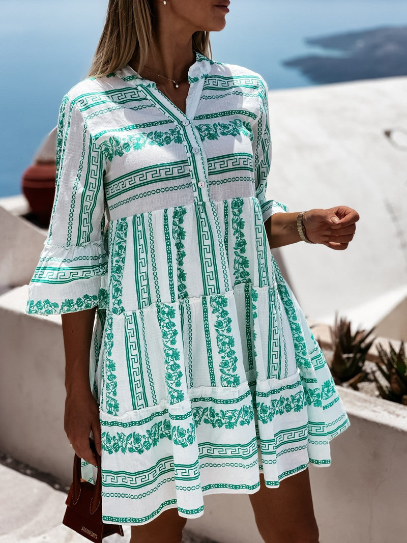 Jayden - Midi-Sommerkleid im Ibiza-Boho-Stil mit Knöpfen