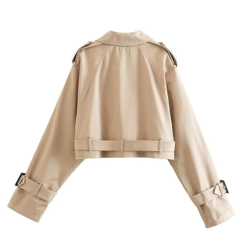 Gyria - Kurzer trendiger Trenchcoat beige