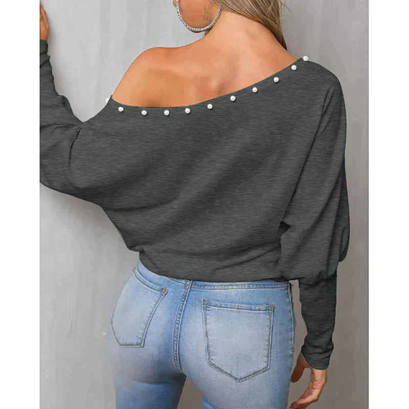 Langärmeliges One-Shoulder-Top