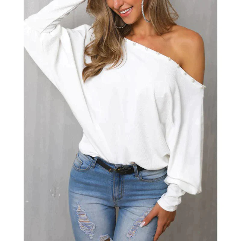 Langärmeliges One-Shoulder-Top